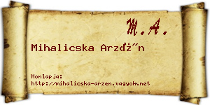 Mihalicska Arzén névjegykártya
